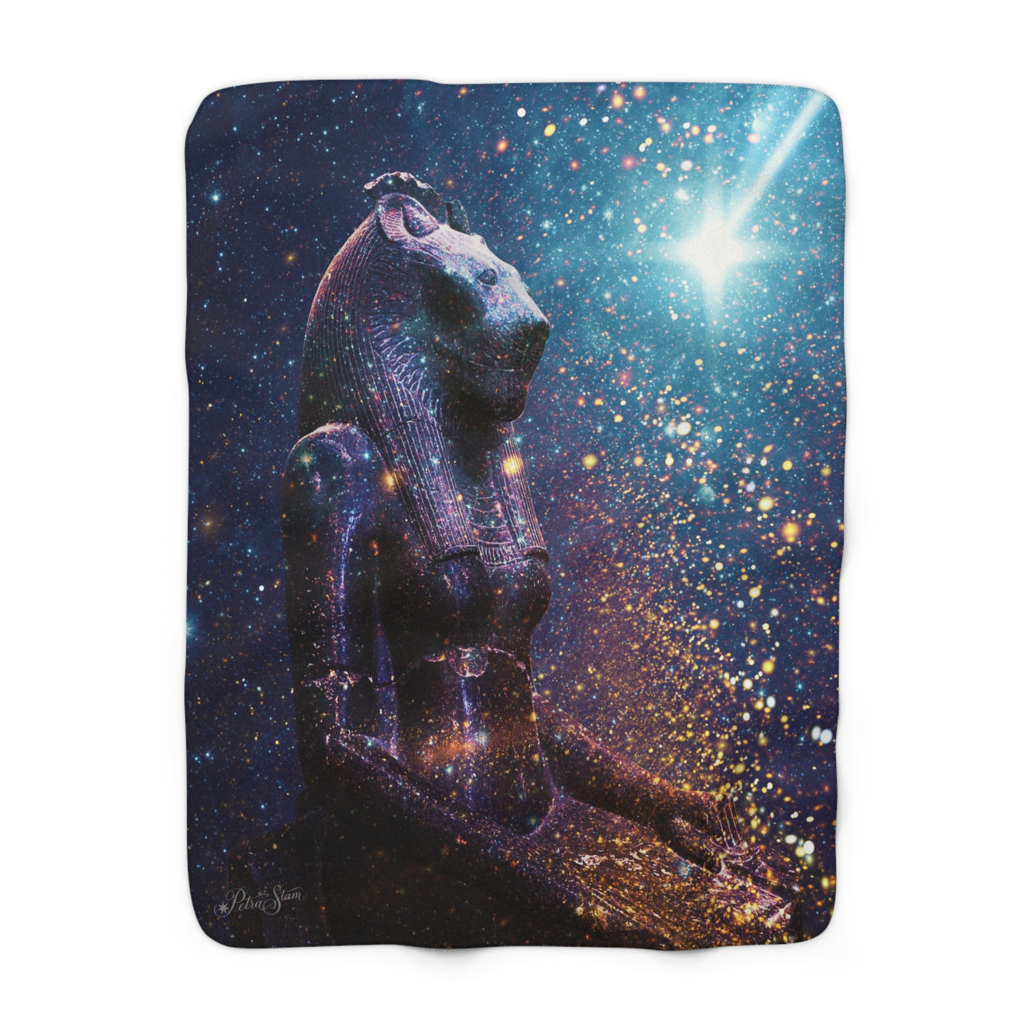 Kosmische Sekhmet - Egyptische Leeuwgodin sherpa (fleece deken)